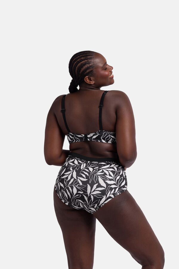 Dorina Calcinha alta estampado preta preto