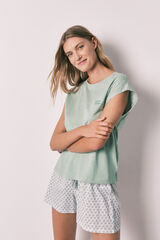 Women'secret Pijama curto em algod&atilde;o estampado verde verde
