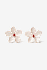 Vilanova Pendientes Flor Esmaltada marfil