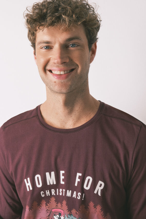 Women'secret Pijama comprido masculino Mickey Mouse 100% algodão vermelho