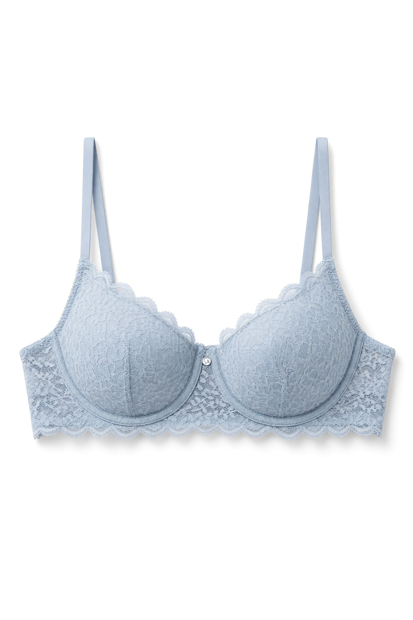 Women'secret Soutien balconette com enchimento em renda azul BEAUTIFUL