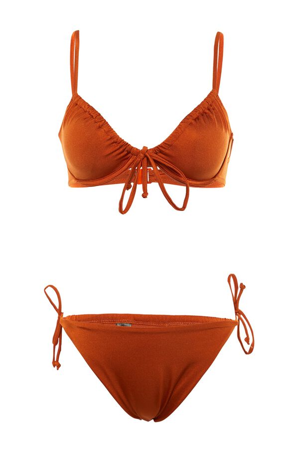 Trendyol Bikini recto sin espalda marr&oacute;n