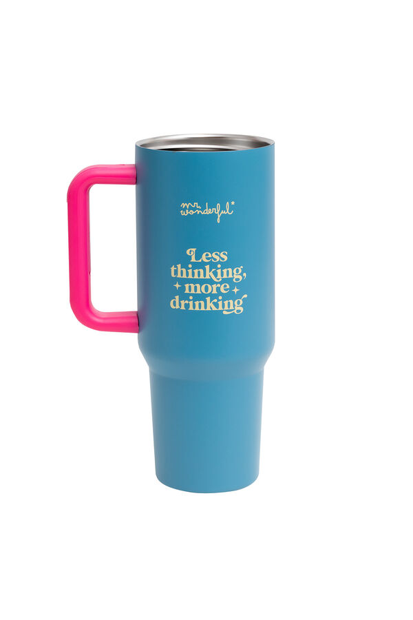Mr. Wonderful Caneca térmica para levar - Menos pensar, mais beber estampado