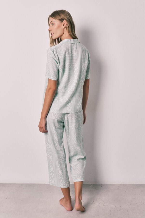 Women'secret Green bandana print short sleeve classic pyjamas green