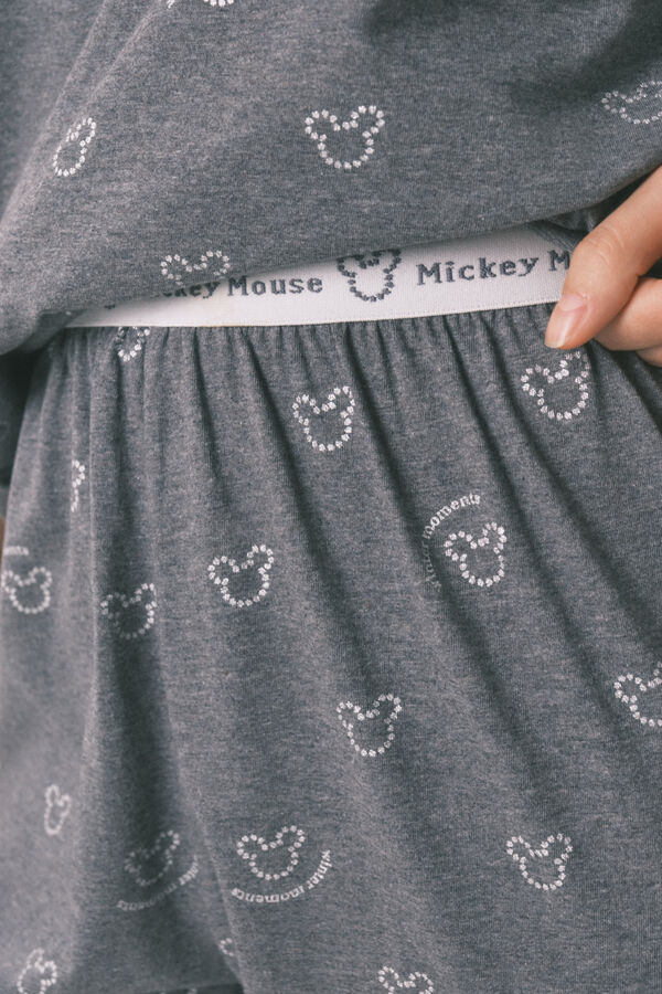 Women'secret Pijama comprido 100% algod&atilde;o cinzento logo Mickey cinzento