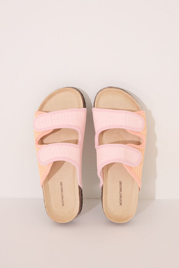 Women'secret Sandalias bio efecto rafia rosa salmón blanco