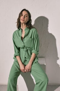 Women'secret Camisa de manga comprida em linho verde