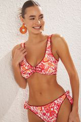 Trendyol Top de biqu&iacute;ni triangular damasco com la&ccedil;os estampado