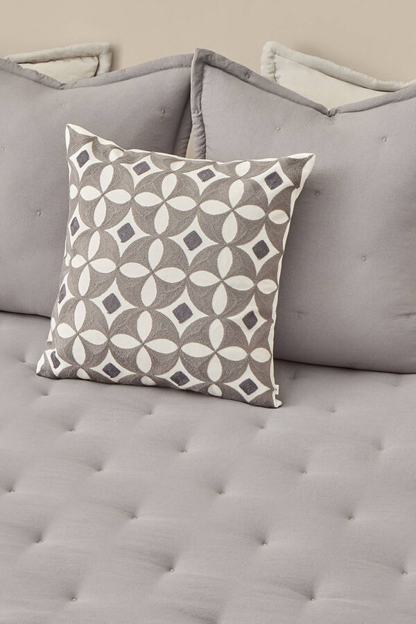 Textura Edredón liso reversible puntos gris