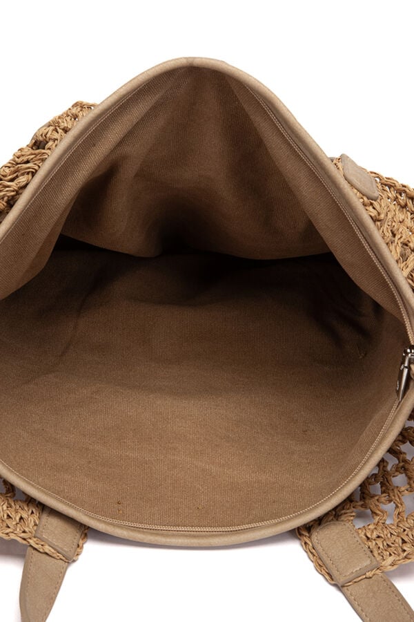 Abbacino  Cesto de r&aacute;fia camel castanho