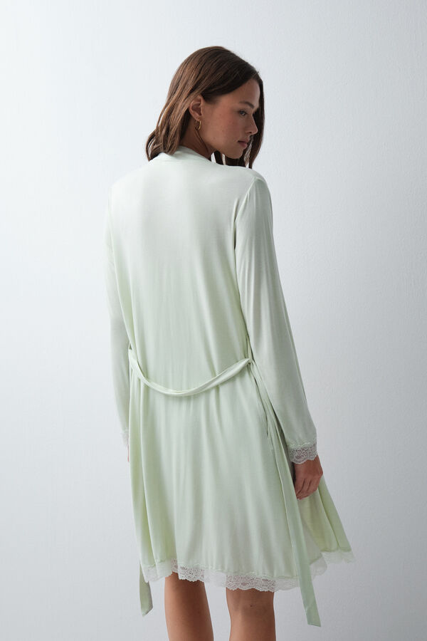 Women'secret Robe comprida com cinto verde menta verde