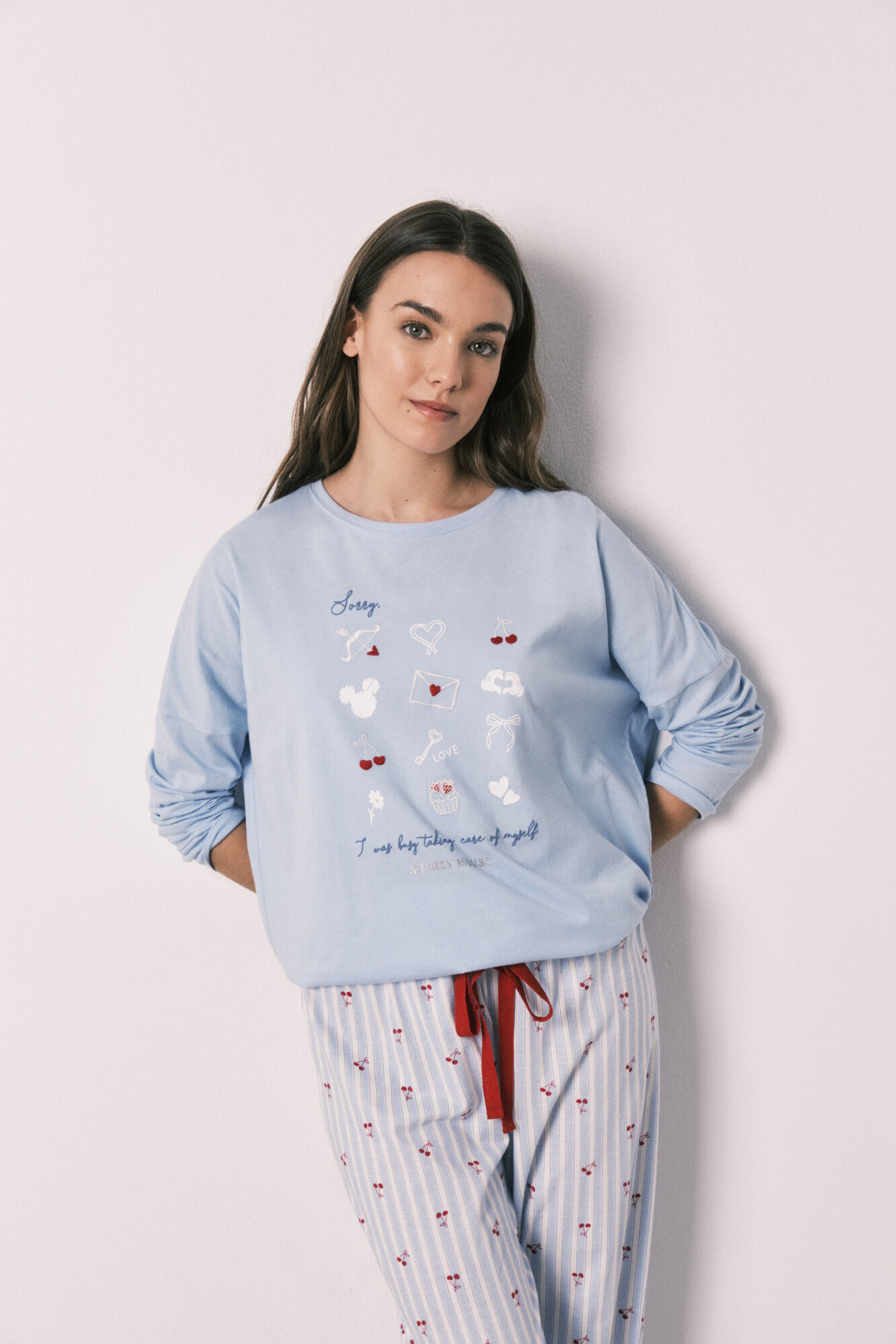 Women'secret Pijama comprido em algod&atilde;o Mickey Cherry