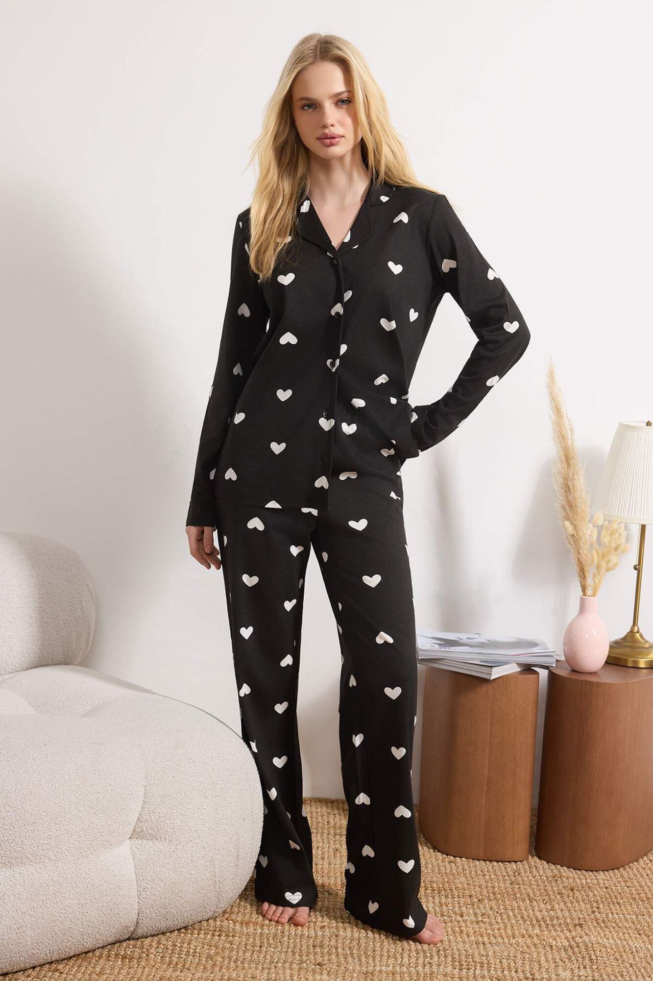 Trendyol Pijama com estampado de cora&ccedil;&otilde;es
