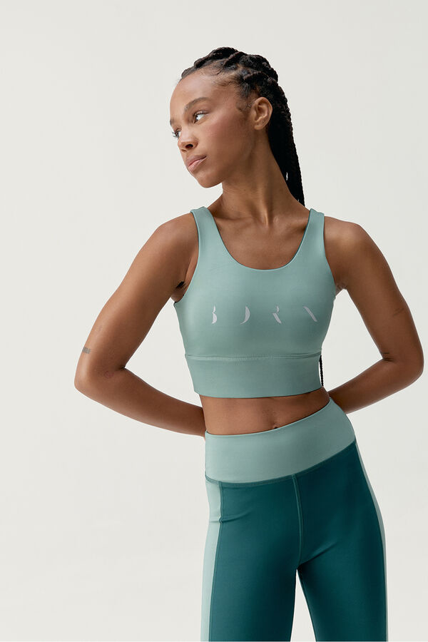 Born Living Yoga Top Maiko Verde Iceberg/Verde Profundo estampado