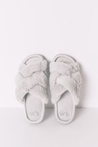 Women'secret Chinelos de quarto abertos com pelo verde 