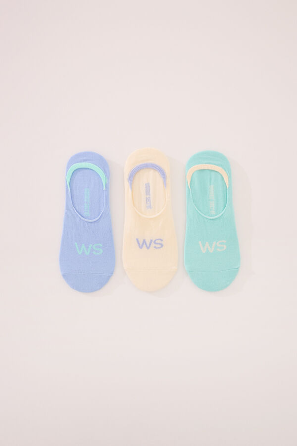 Women'secret Pacote de 3 meias invis&iacute;veis WS estampado