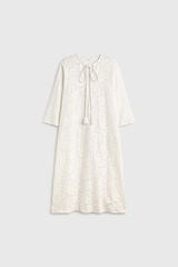 Textura T&uacute;nica comprida em algod&atilde;o com detalhes de renda branco