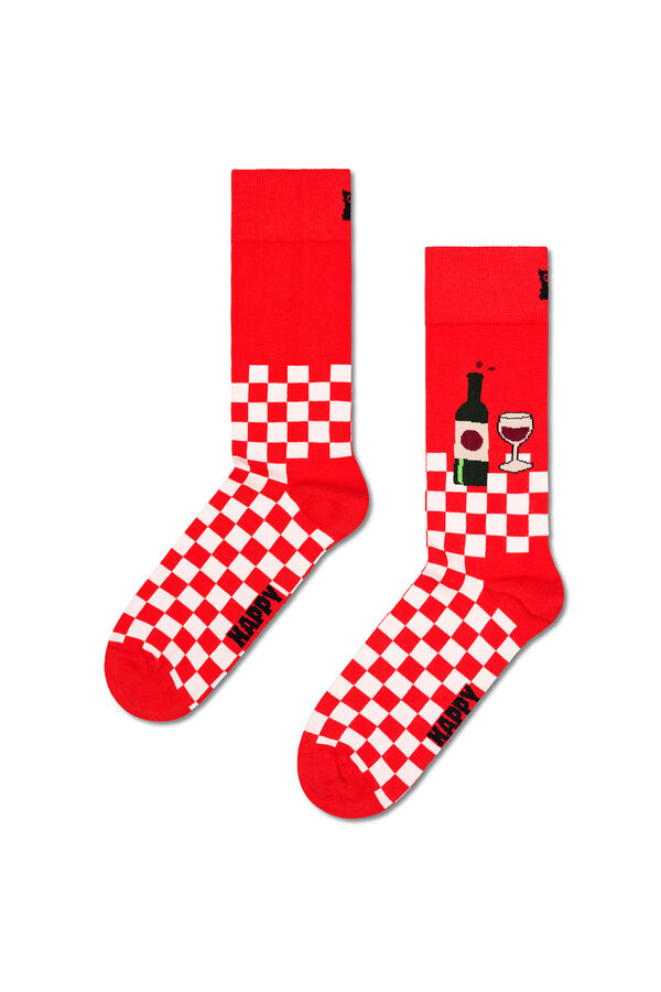 Happy Socks Meia para vinho e jantar vermelho