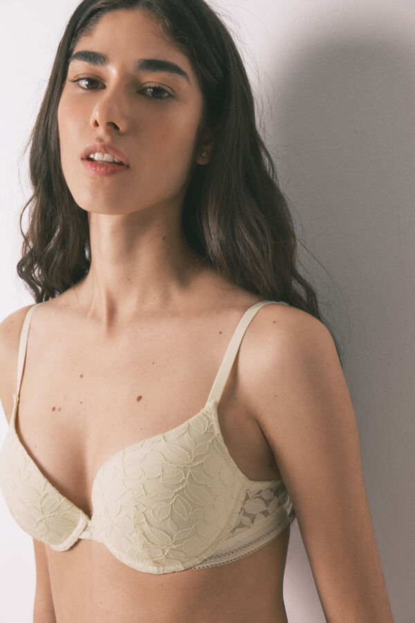 Women'secret Soutien GORGEOUS push-up em renda bege cru