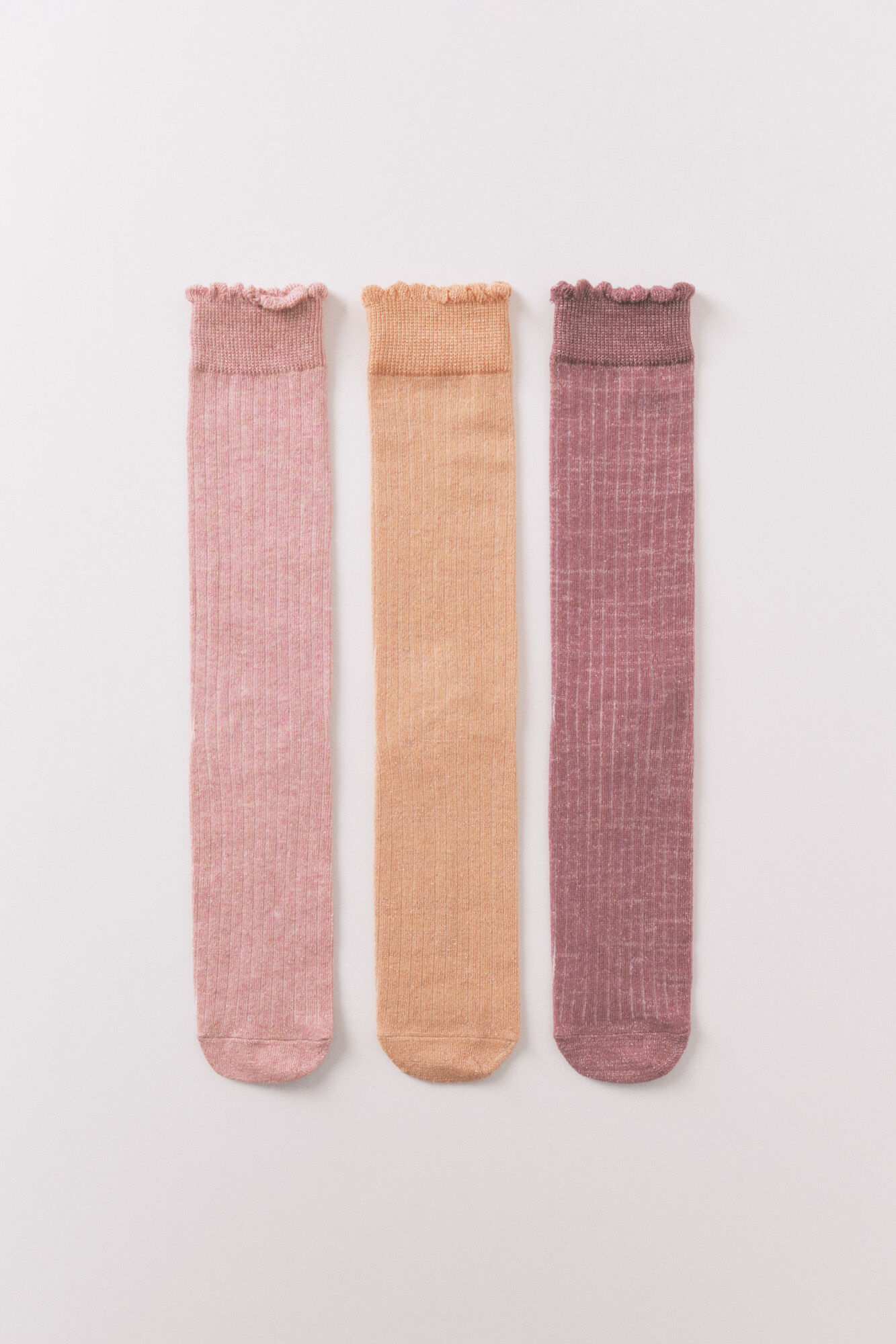 Women'secret Pack 3 calcetines largos lurex rosa