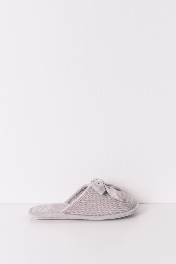 Women'secret Chinelos de quarto fechadas de chenille cinza cinzento