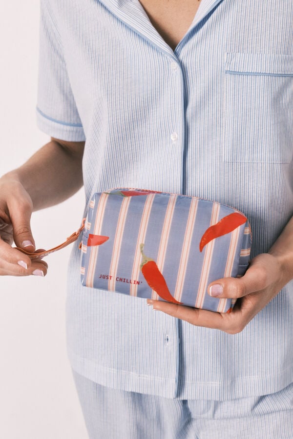 Women'secret Necessaire pequena imperme&aacute;vel estampado riscas azul