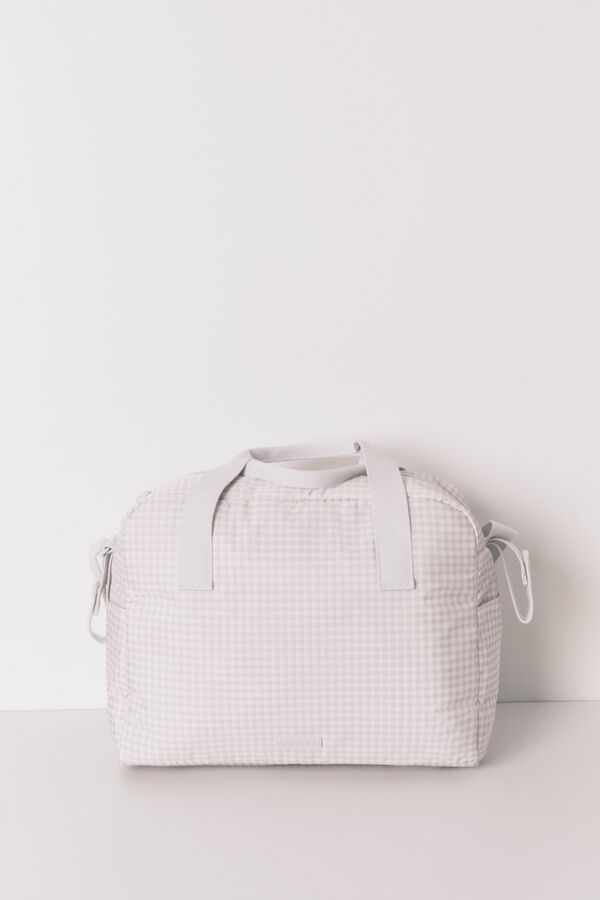 Women'secret Mala grande para maternity com estampa xadrez xadrez cinza escuro cinzento