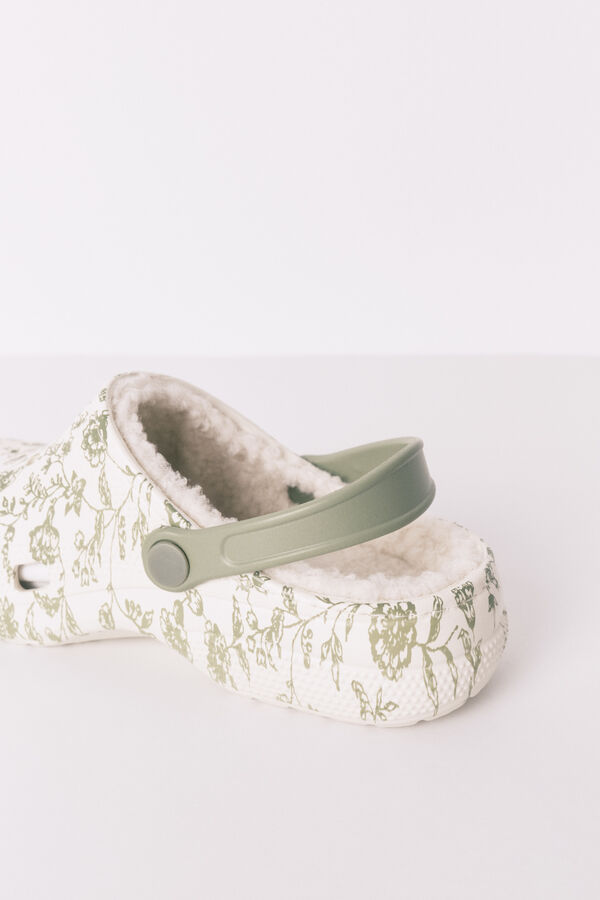 Women'secret Zapatillas casa zuecos flores verde estampado
