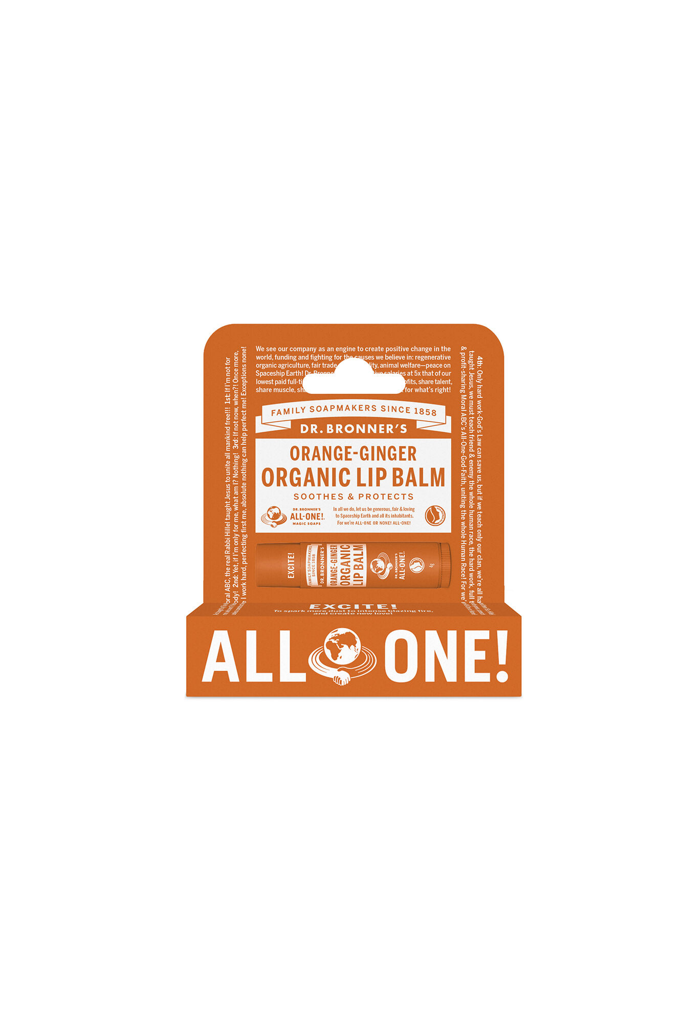Dr. Bronner's B&aacute;lsamo labial org&aacute;nico "Naranja-Jenjibre"