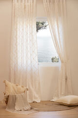 Calma House Cortina algod&oacute;n relieve rombos blanca Royal 140x280 blanco