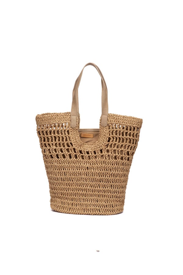 Abbacino  Cesto de r&aacute;fia camel castanho