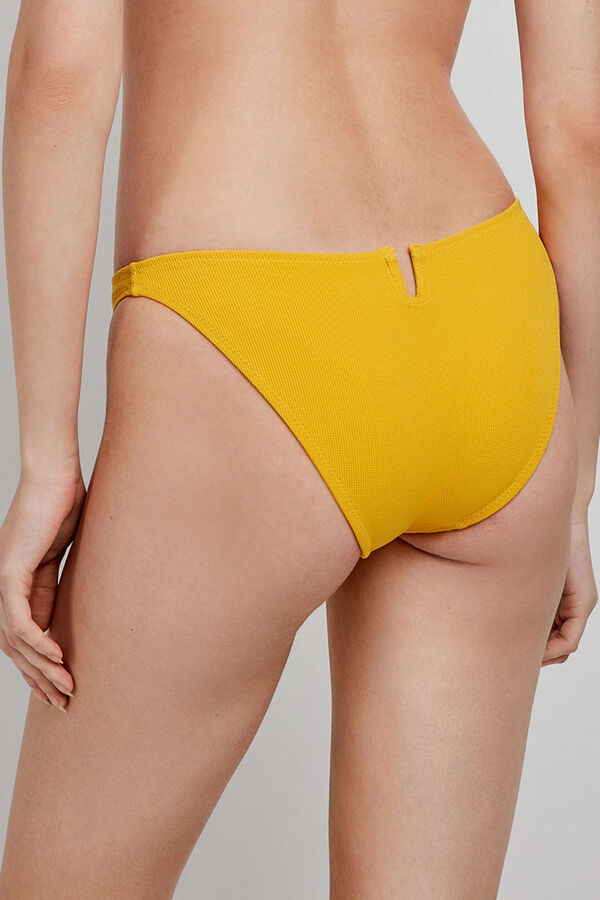 Gisela Cueca de biquíni clássica amarela estampado