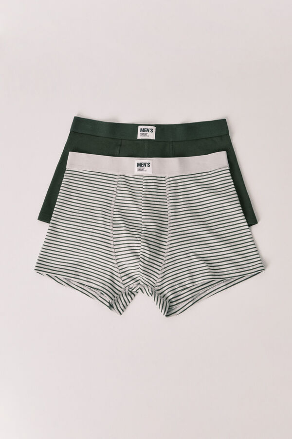 Women'secret Pack 2 cuecas boxer verde e riscas verde