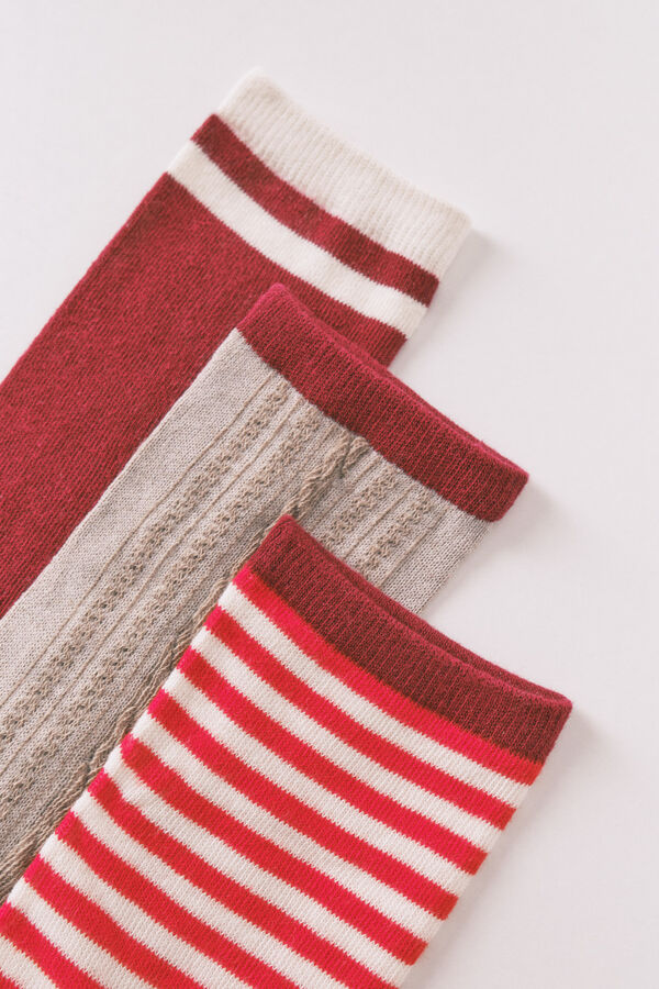 Women'secret Pacote com 3 meias longas vermelhas de meias do Snoopy  vermelho