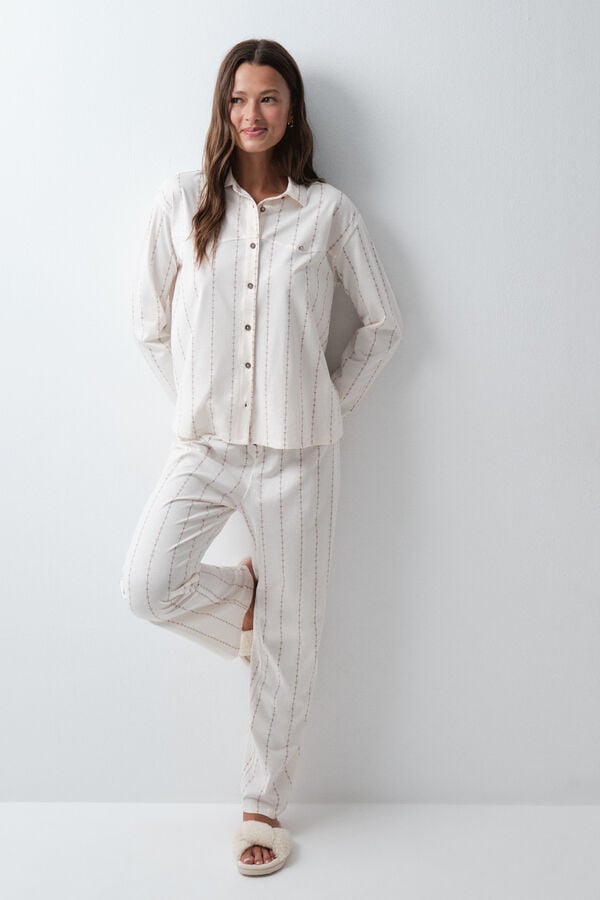 Women'secret Pijama comprido camiseiro cowboy bege
