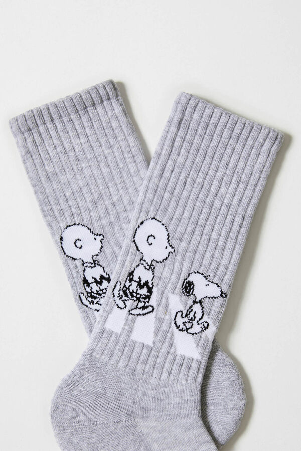 Besocks Besocks Snoopy organic cotton grey sports high socks grey
