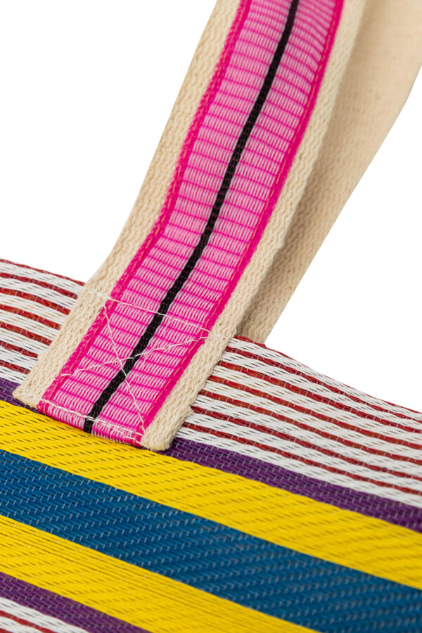 Mr. Wonderful Stripe pattern bag - Yellow, green and purple estampado