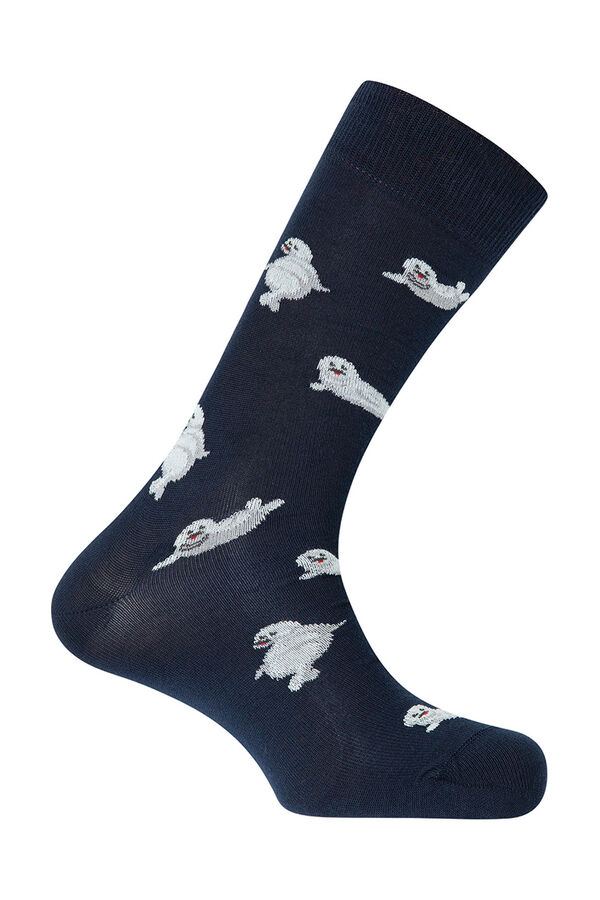 Punto Blanco Meias curtas de algod&atilde;o com focas do mar azul