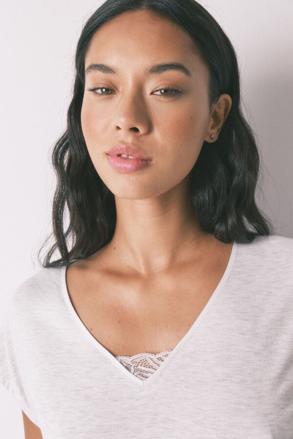 Women'secret Pijama Capri de viscose cinza com soft touch cinzento