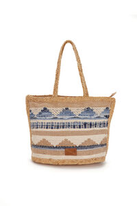 Abbacino Cesto de ráfia estampado azul denim