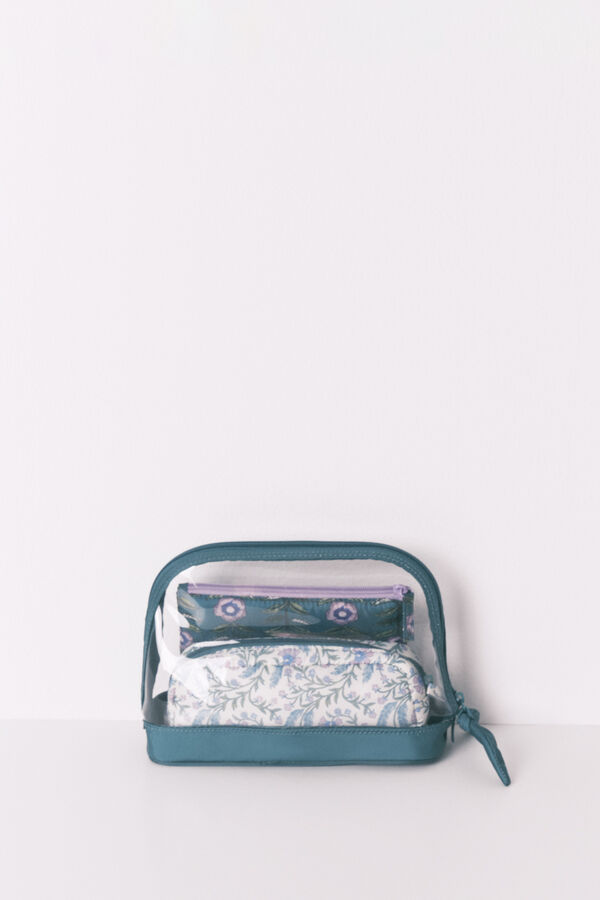 Women'secret Pacote com 3 bolsas de higiene pessoal estampadas em verde verde