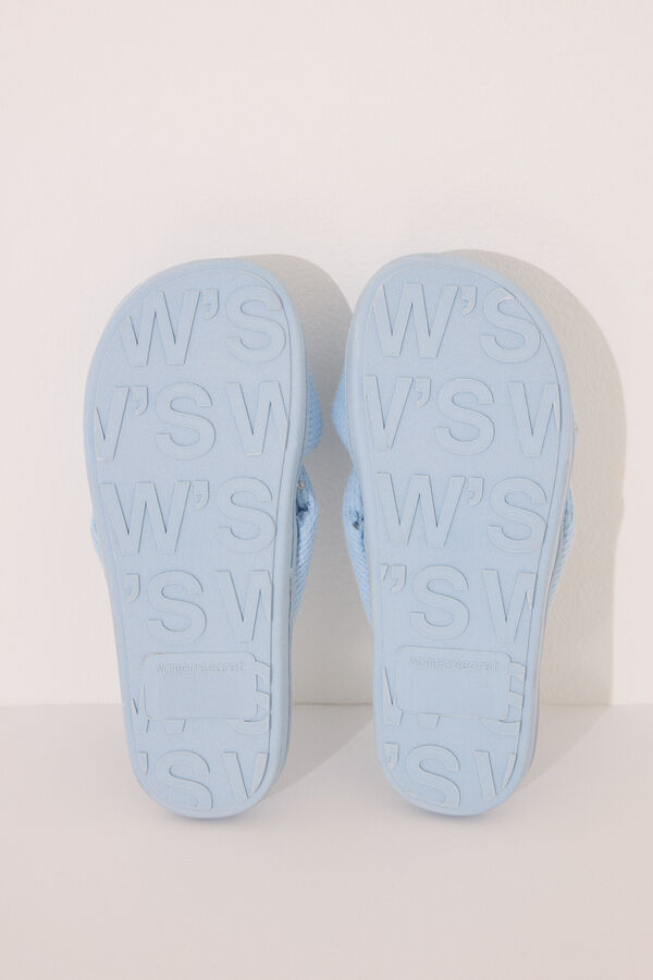 Women'secret Chinelo de banho waffle com nó azul  azul
