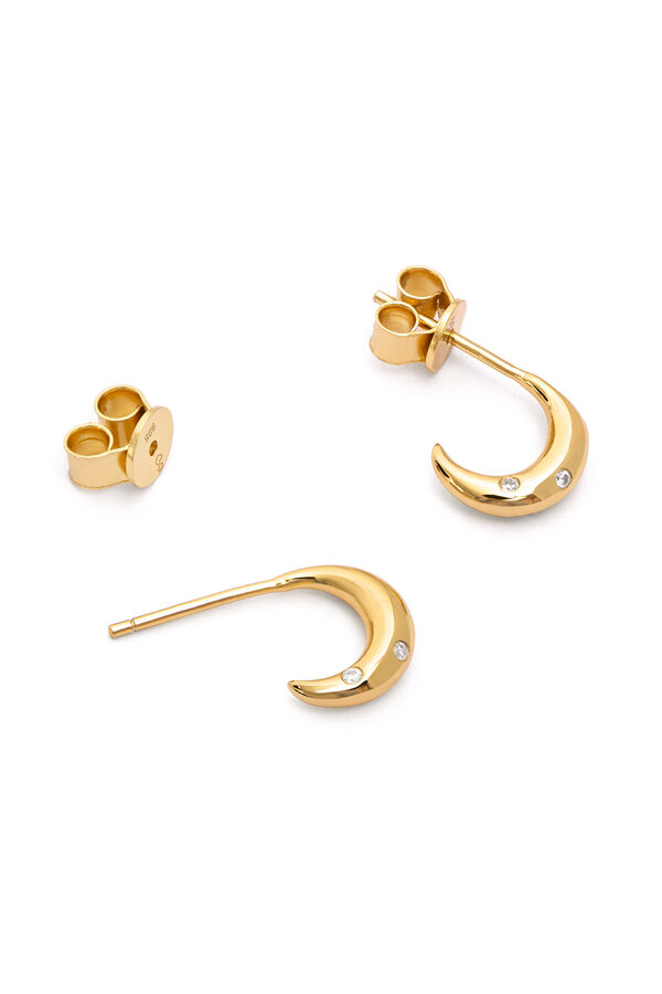 Singularu Brincos Argola Mini Lua Prata Banho Ouro estampado