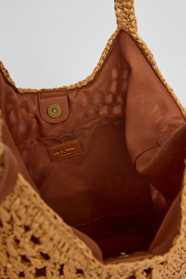 Pepe Jeans Mala tote a tiracolo em r&aacute;fia e al&ccedil;as vison