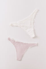 Women'secret Pack 2 tangas em algod&atilde;o rosa e estampado branco branco