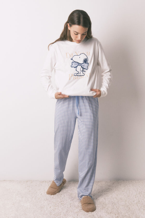 Women'secret Pijama comprido algodão Snoopy bege
