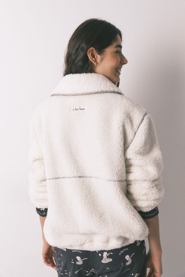 Women'secret Robe curta estampado O Principezinho em sherpa branca branco
