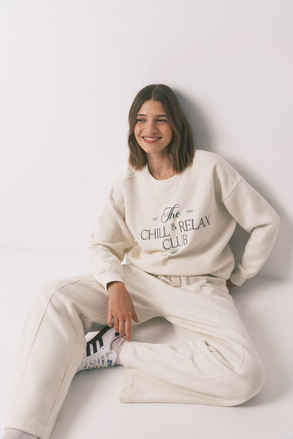 Women'secret White cotton plush sweatshirt beige