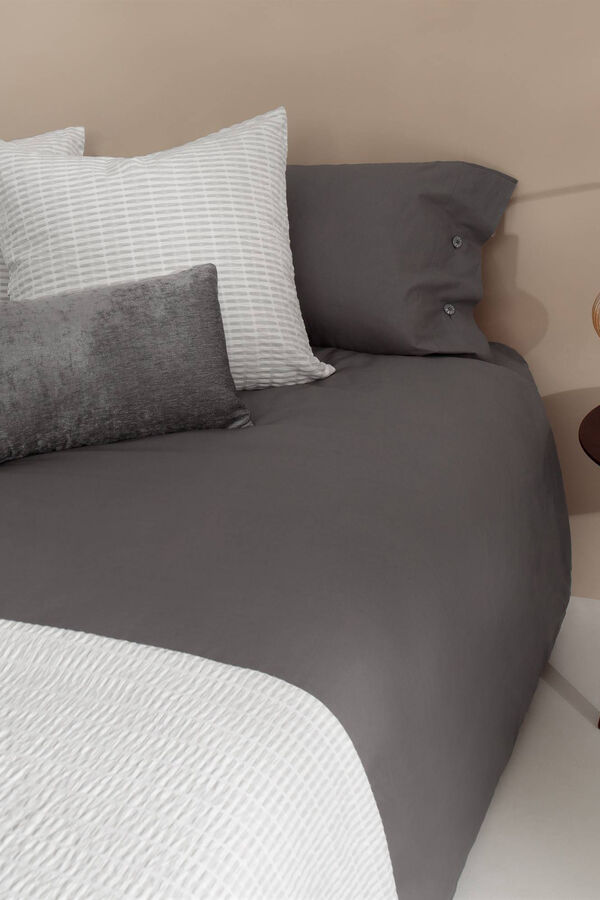 Textura Capa nórdica algodão orgânico. Cama 180-200 cm. cinzento