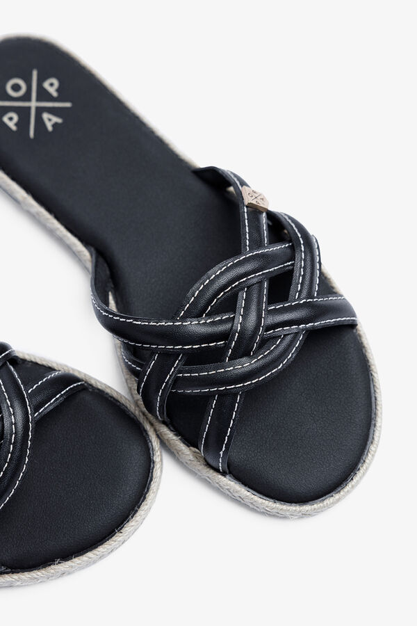 Popa Sand&aacute;lia rasa Saraki de tiras preto